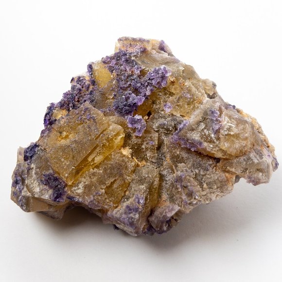Unique giant natural etched purple and yellow frosty raw fluorite - Picture 3 of 8